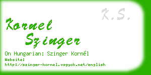 kornel szinger business card